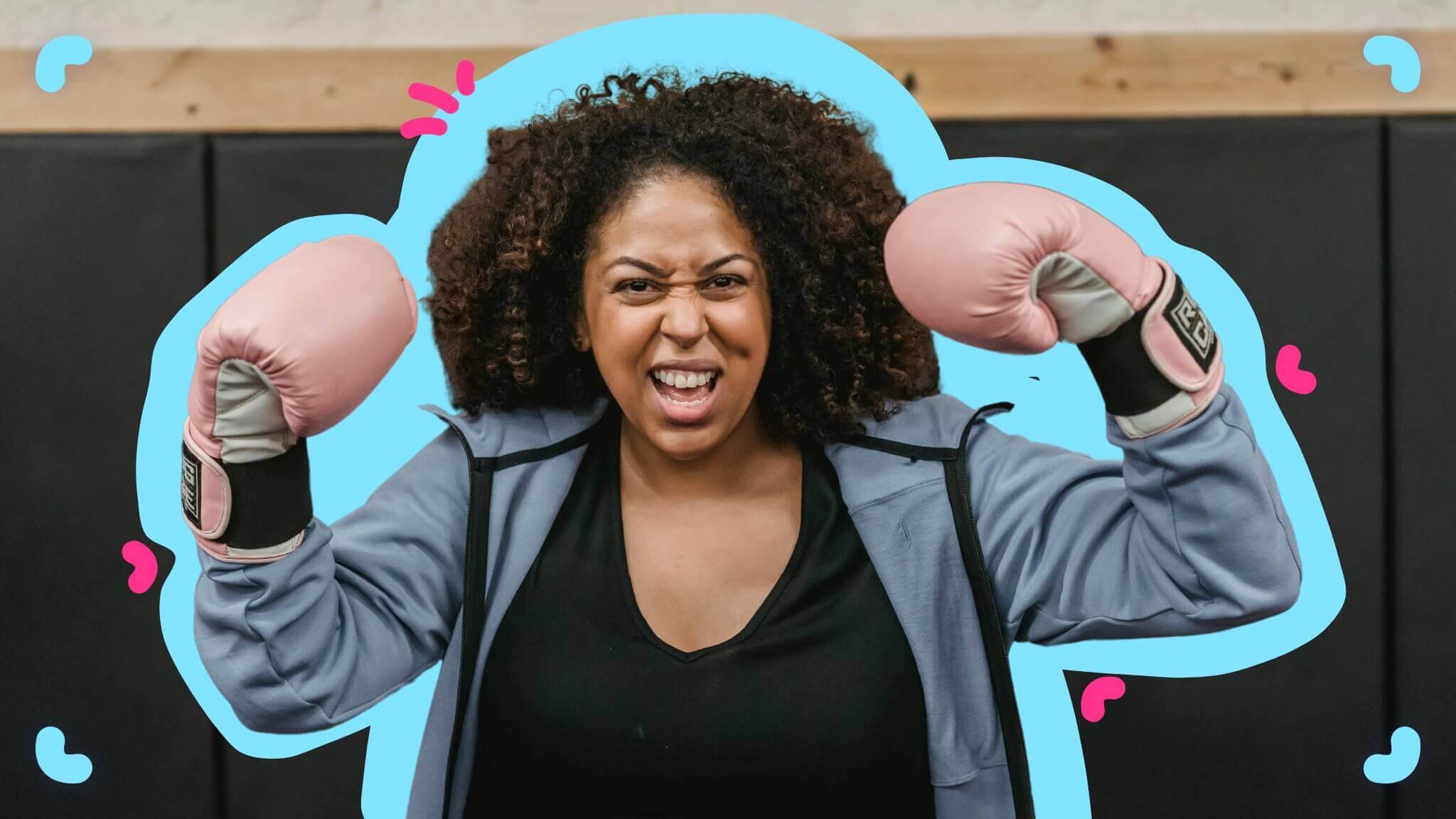 Lady with boxing gloves