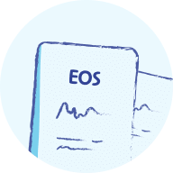 A template featuring the word eos on a blue background in the gallery.