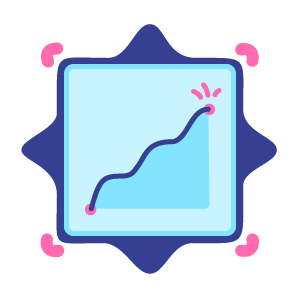 An icon of a graph with a line going up, used for employee training and documenting standard operating procedures (SOPs).