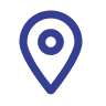 A blue location pin icon on a black background representing employee training processes.