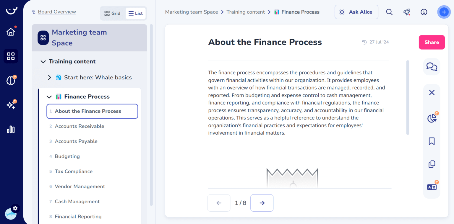 Finance Process Documentation Template - Whale