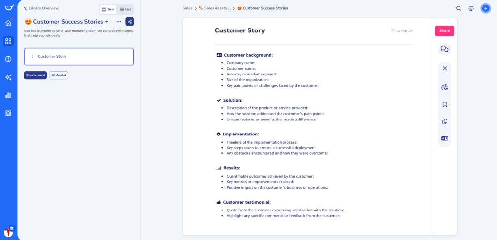 Customer Success Story Template in Whale
