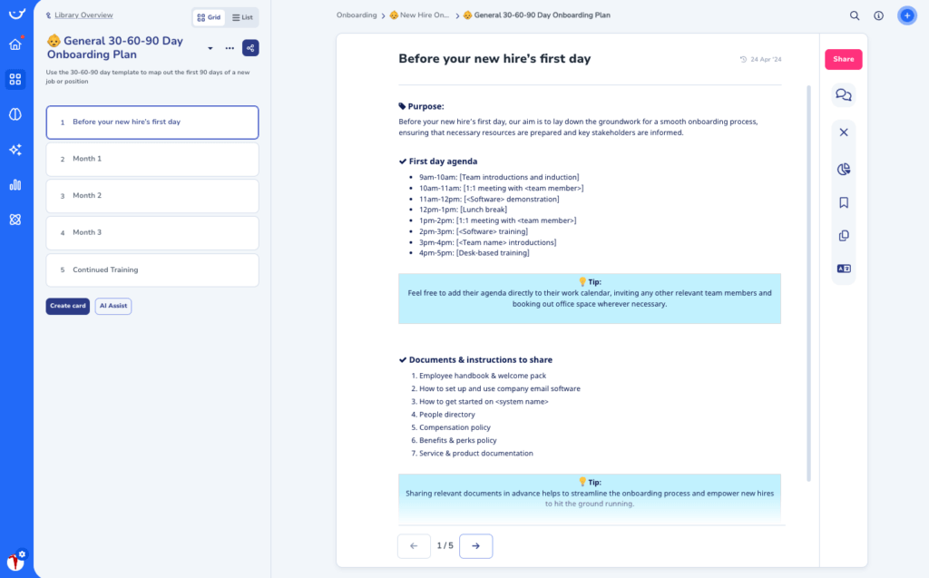 30 60 90 Day Onboarding Plan Template in Whale