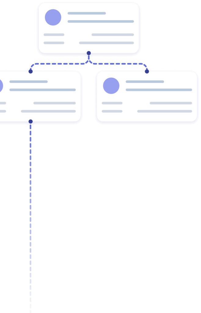 Flowchart with three rectangular boxes connected by dotted lines. Each box contains a circular icon and several lines of text, ideal for illustrating employee training and onboarding processes.