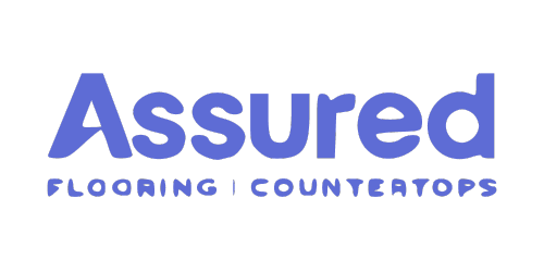 Logo for Assured Flooring and Countertops, using a bold blue font with the company name on top and the words "Flooring | Countertop Fabricators" below.