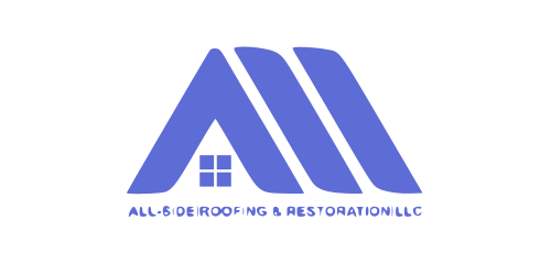 Logo with a stylized blue house shape and the text "All-Side Roofing & Restoration LLC" underneath, perfectly capturing the essence of the roofing industry.