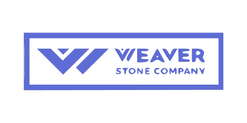 Logo of Weaver Stone Company featuring a stylized "W" design and the company name in blue within a rectangular border.