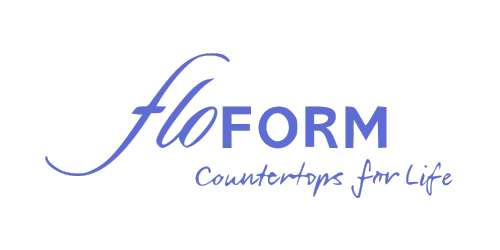 FloFORM's logo with the tagline "Countertops for Life" in blue script and bold fonts on a black background highlights their expertise as leading countertop fabricators.