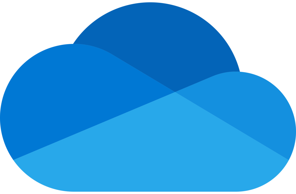 Microsoft OneDrive logo featuring overlapping azure and blue cloud shapes is perfect for seamlessly integrating into process documentation or enhancing employee training during onboarding.