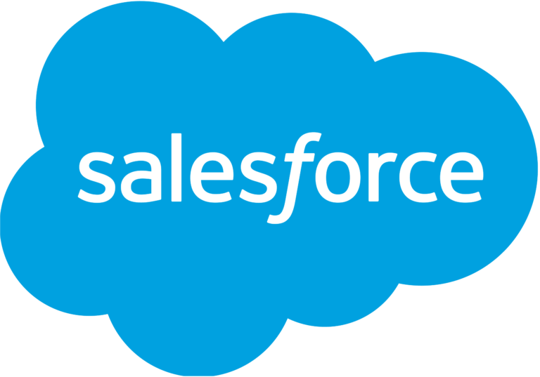 Salesforce logo featuring white text on a blue cloud background, symbolizing streamlined onboarding and efficient process documentation.