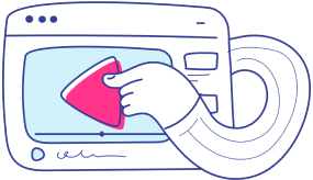 A cartoon hand points at a red play button on a computer screen, highlighting essential employee training.