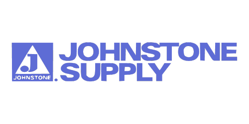 Johnstone Supply logo featuring a blue house-shaped icon with a lowercase "j" inside, and the company name in bold blue letters to the right.