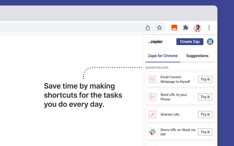 Zapier Chrome Extension for Productivity