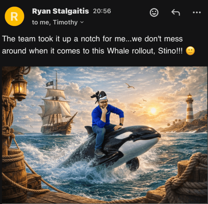 Ryan Stalgaitis whale rollout