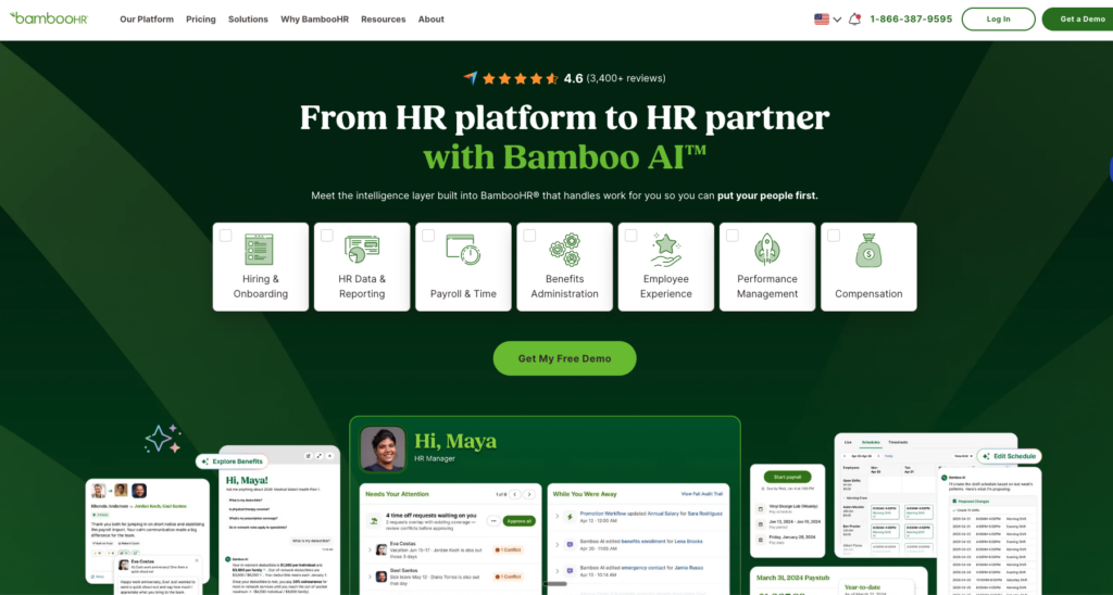 BambooHR showing centralised employee records and automated onboarding workflows