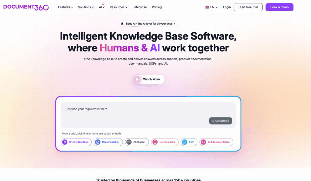 Document360 knowledge base and technical documentation platform