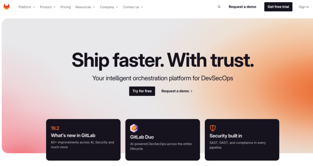 GitLab showing a CI/CD pipeline automating build and deployment steps