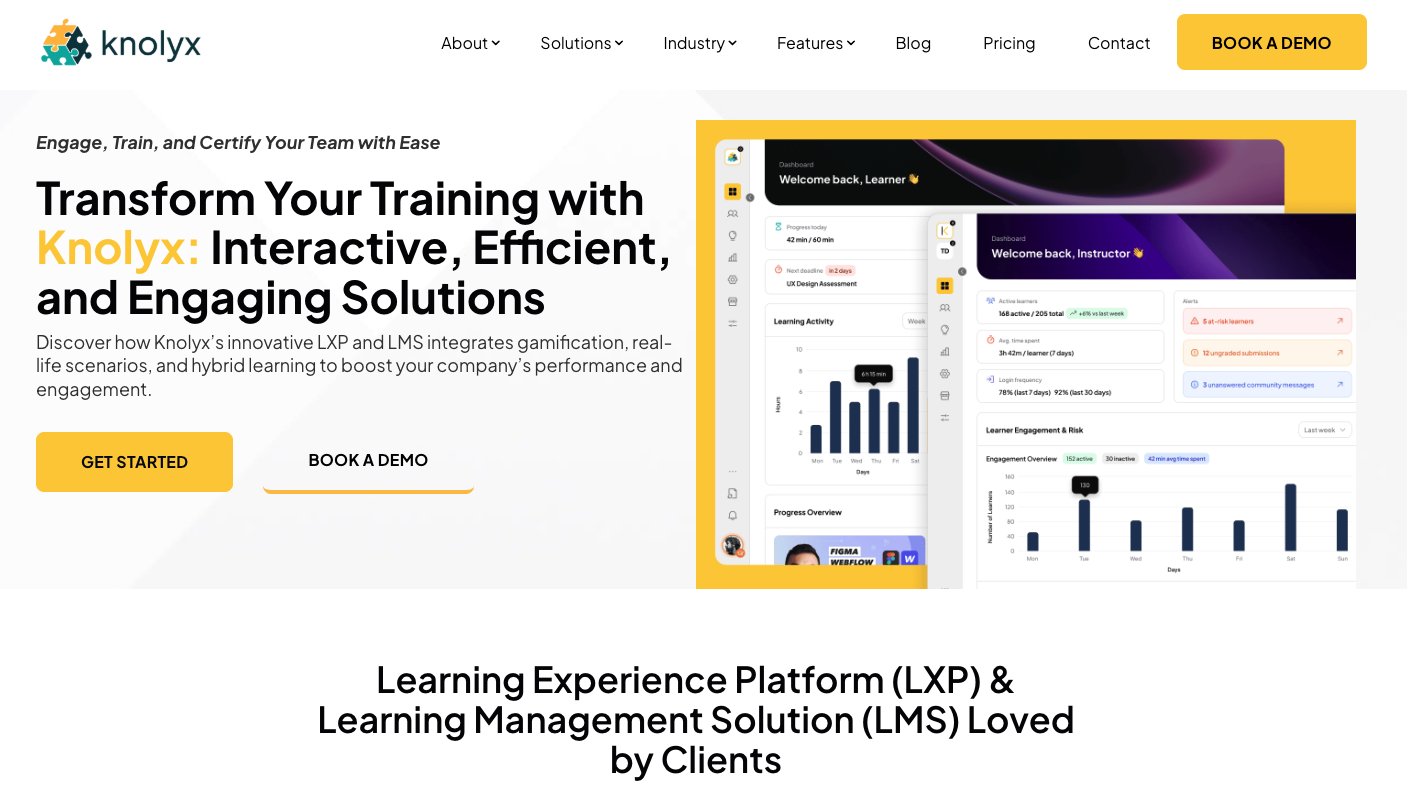 Knolyx showing gamified, mobile-friendly course delivery and compliance management