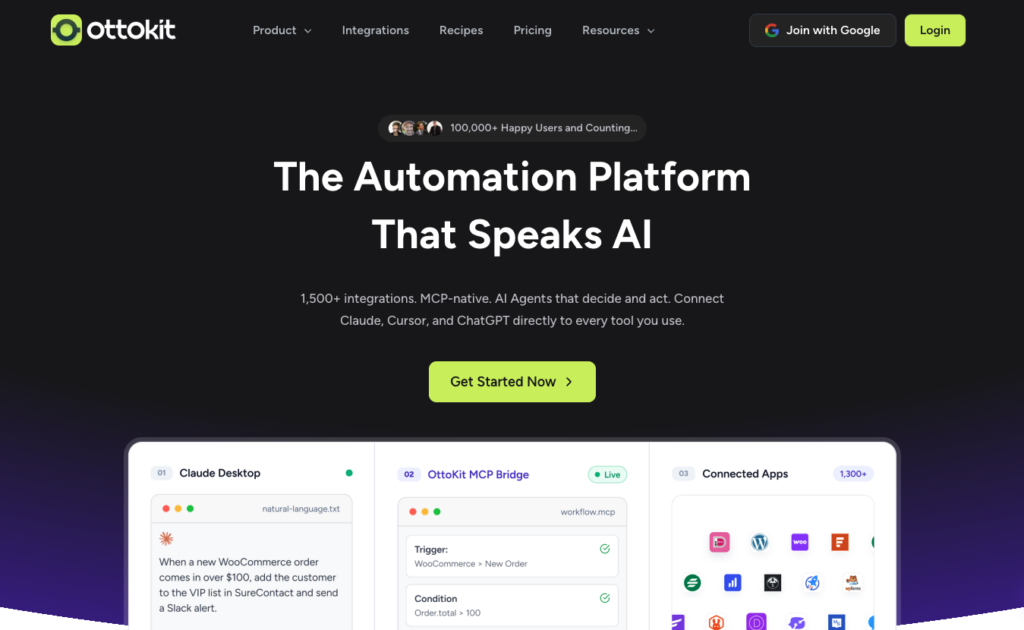 OttoKit, formerly OttoKit, showing no-code automation between connected apps