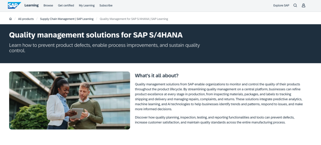 SAP Quality Management showing the quality module inside the wider SAP ERP suite