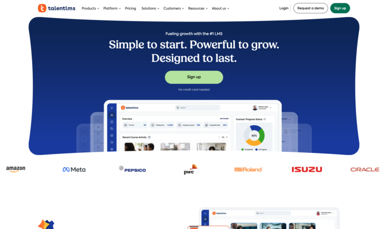 TalentLMS showing course-based onboarding training and learner management