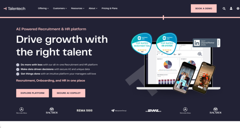 Talentech, which now includes Talmundo, showing its recruitment and onboarding platform