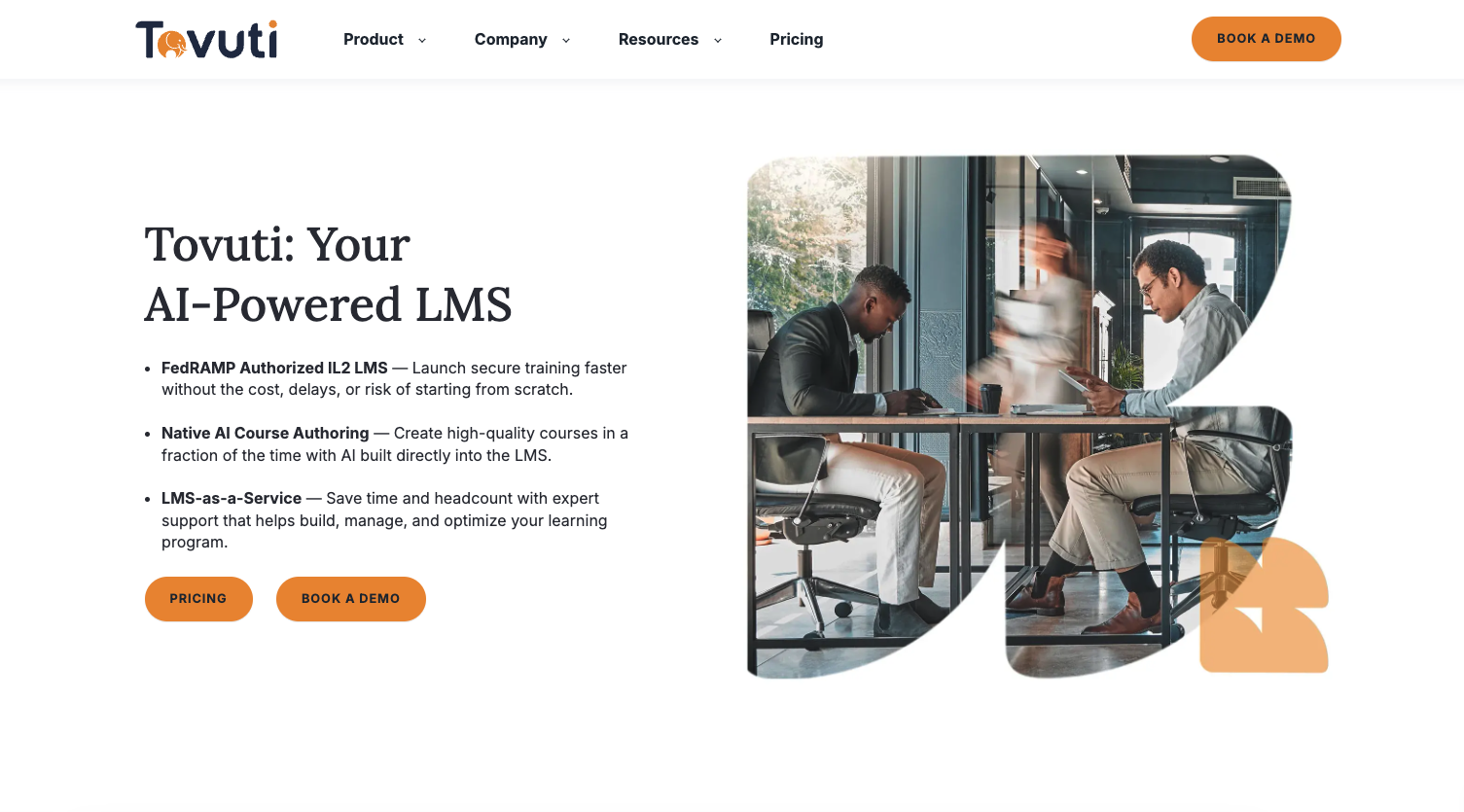 Tovuti LMS interface showing interactive and gamified course delivery for enterprise training