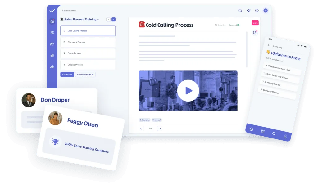 Whale showing checklists and templates used to manage quality processes and employee compliance