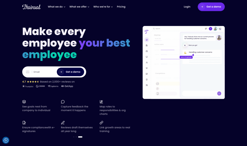 Trainual onboarding and training platform homepage